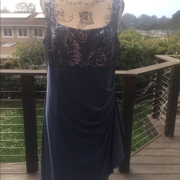 Blue/Gray sequins dress w\balero jacket - Picture 4 of 8